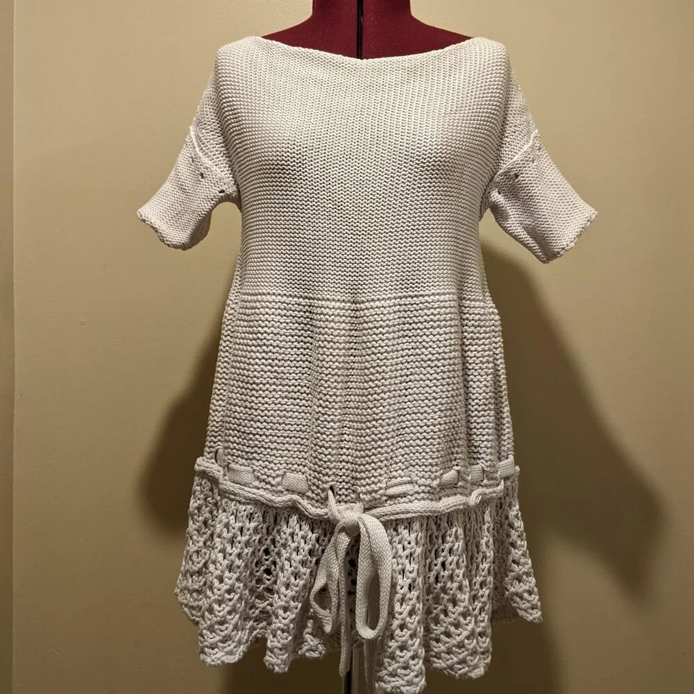 Stella McCartney Boho Knit Mini Dress tunic top – White – Size M/L Made in Italy - Picture 3 of 12